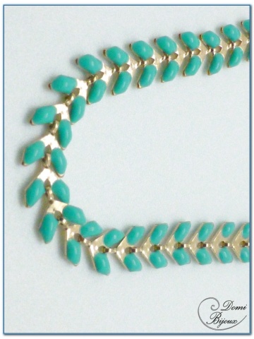 bracelet fantaisie finition doré motif épis émaillé turquoise